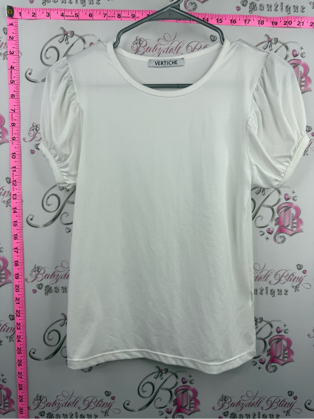 Vertiche shirt puff shoulder White Puff-Sleeve Short Sleeve Tee